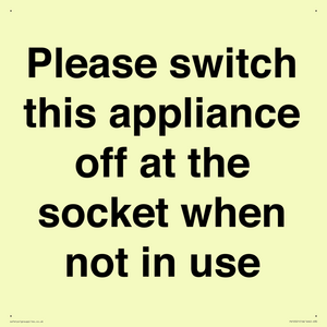 Please switch this appliance off at the socket when not in use
